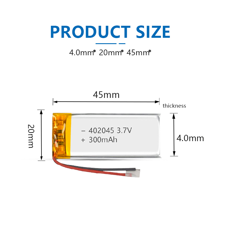 3.7 V Li-ion Battery 402045-300mah